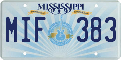 MS license plate MIF383