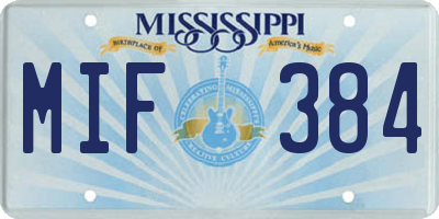 MS license plate MIF384