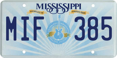 MS license plate MIF385