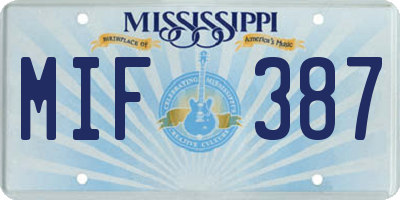 MS license plate MIF387