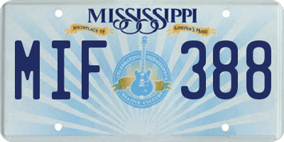 MS license plate MIF388