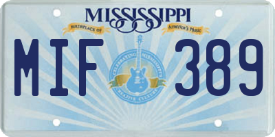 MS license plate MIF389