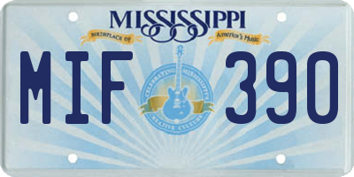 MS license plate MIF390