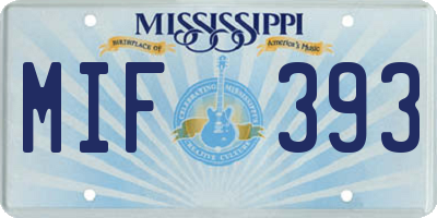 MS license plate MIF393