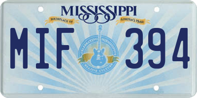 MS license plate MIF394
