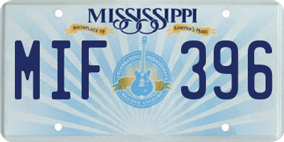 MS license plate MIF396
