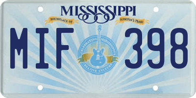 MS license plate MIF398