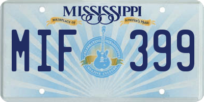 MS license plate MIF399