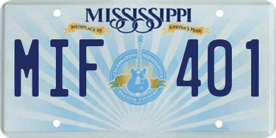MS license plate MIF401