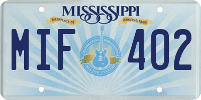 MS license plate MIF402