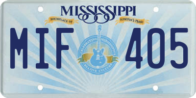 MS license plate MIF405