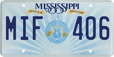 MS license plate MIF406