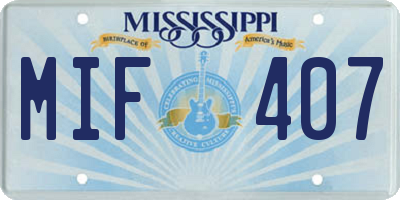 MS license plate MIF407