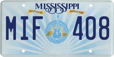 MS license plate MIF408