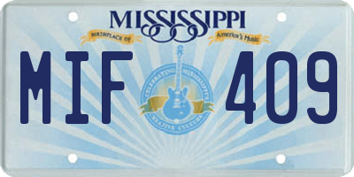 MS license plate MIF409