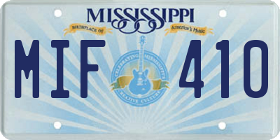MS license plate MIF410