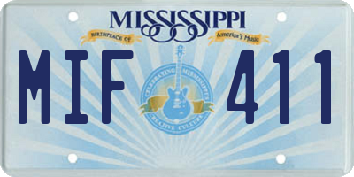 MS license plate MIF411