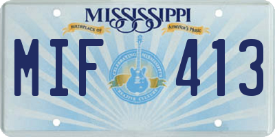 MS license plate MIF413