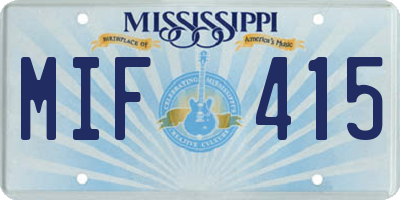 MS license plate MIF415