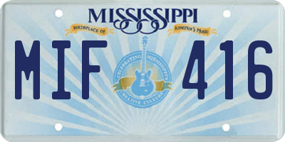 MS license plate MIF416