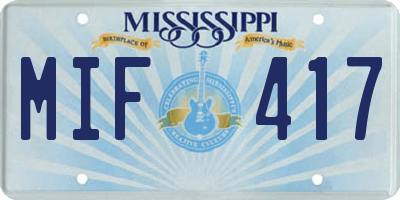 MS license plate MIF417