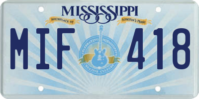MS license plate MIF418