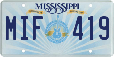 MS license plate MIF419