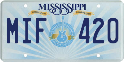 MS license plate MIF420