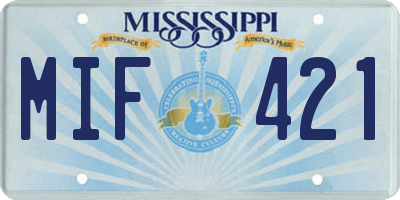 MS license plate MIF421