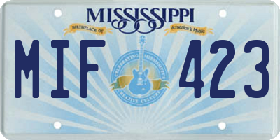 MS license plate MIF423