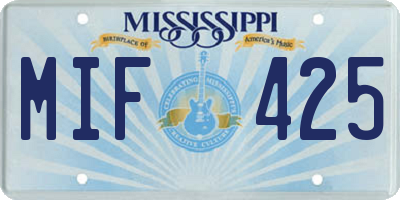 MS license plate MIF425