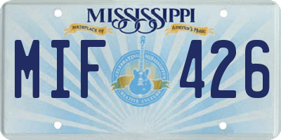 MS license plate MIF426