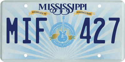 MS license plate MIF427