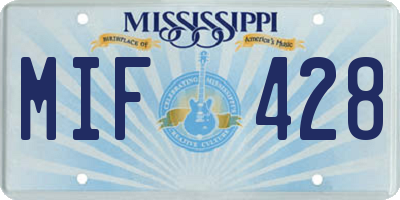 MS license plate MIF428