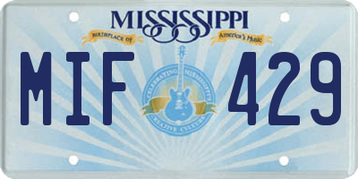 MS license plate MIF429