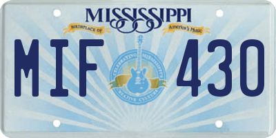 MS license plate MIF430