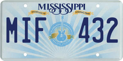 MS license plate MIF432