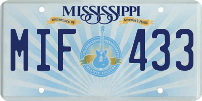 MS license plate MIF433