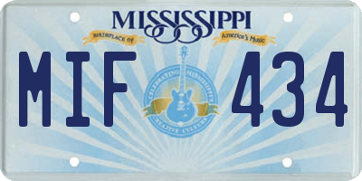 MS license plate MIF434