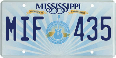 MS license plate MIF435