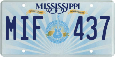 MS license plate MIF437