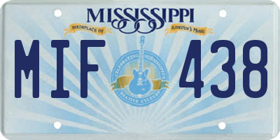 MS license plate MIF438