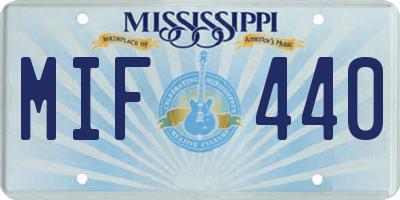 MS license plate MIF440
