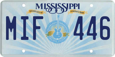 MS license plate MIF446