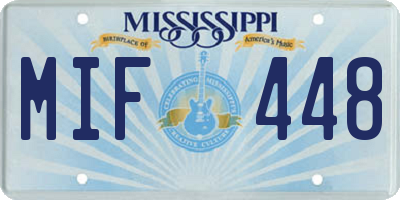 MS license plate MIF448