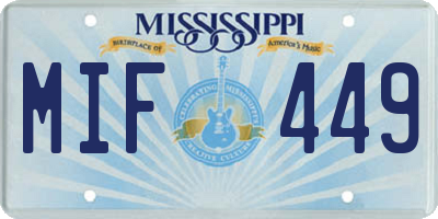 MS license plate MIF449
