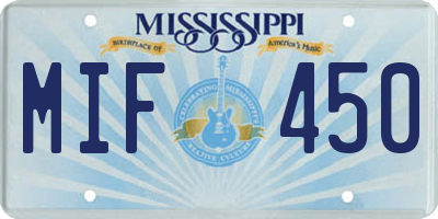MS license plate MIF450