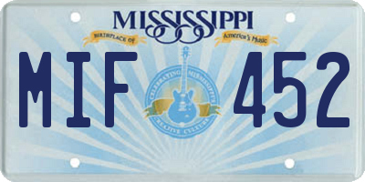MS license plate MIF452