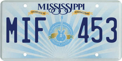 MS license plate MIF453