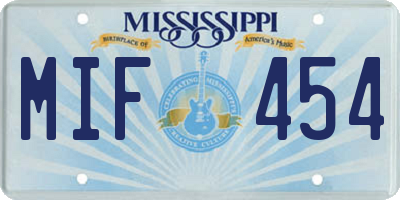 MS license plate MIF454